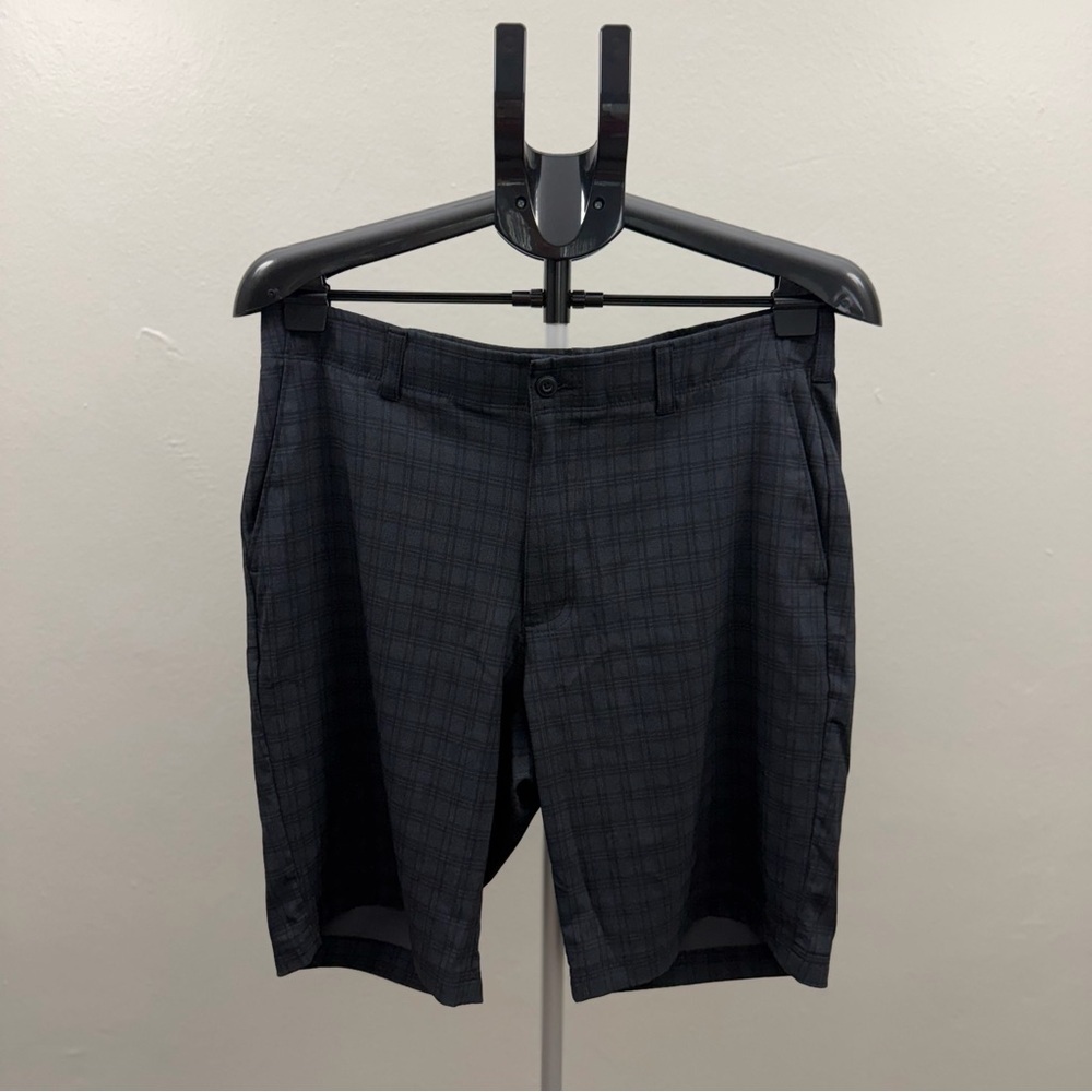 Ben Hogan Golf Shorts Men 34 Gray Plaid Performance Stretch Lightweight